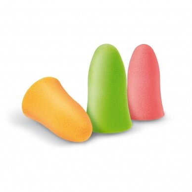 QUIES protective ear plugs made of polyurethane foam, bright colors, 3 pairs 1