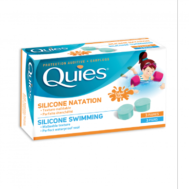 QUIES silicone waterproof earplugs for children, 3 pairs