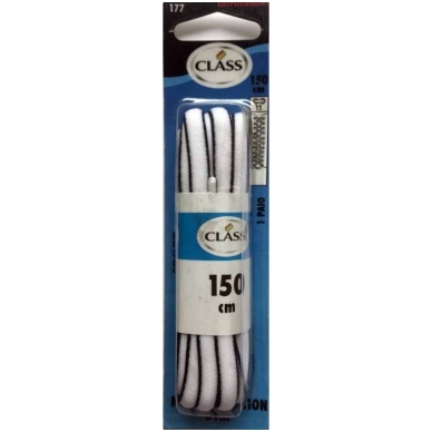 Sports shoe laces white with a black stripe No. 177 Class, 150cm