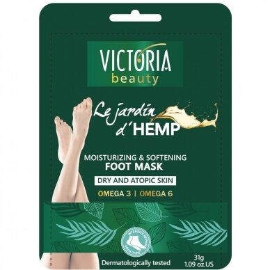 Victoria Beauty Hemp mīkstinoša un mitrinoša pēdu maska-zeķes, 1 pāris